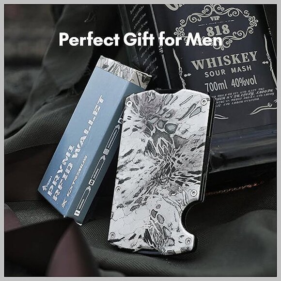 Mens Wallet, Slim Tactical Wallet with Money Clip , Wildrider - Silvermist - Picture 6 of 7